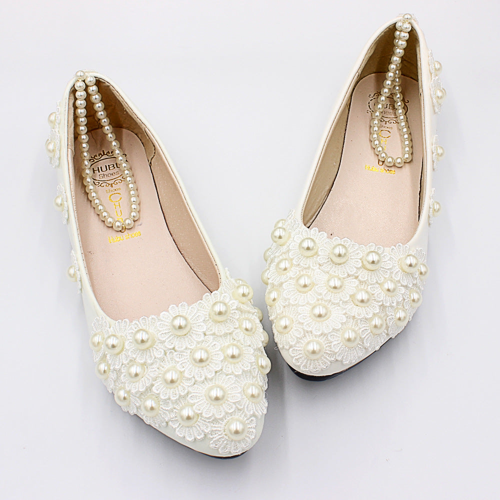 White Wedding Dress Flat Shoes Female Shoes & Bags