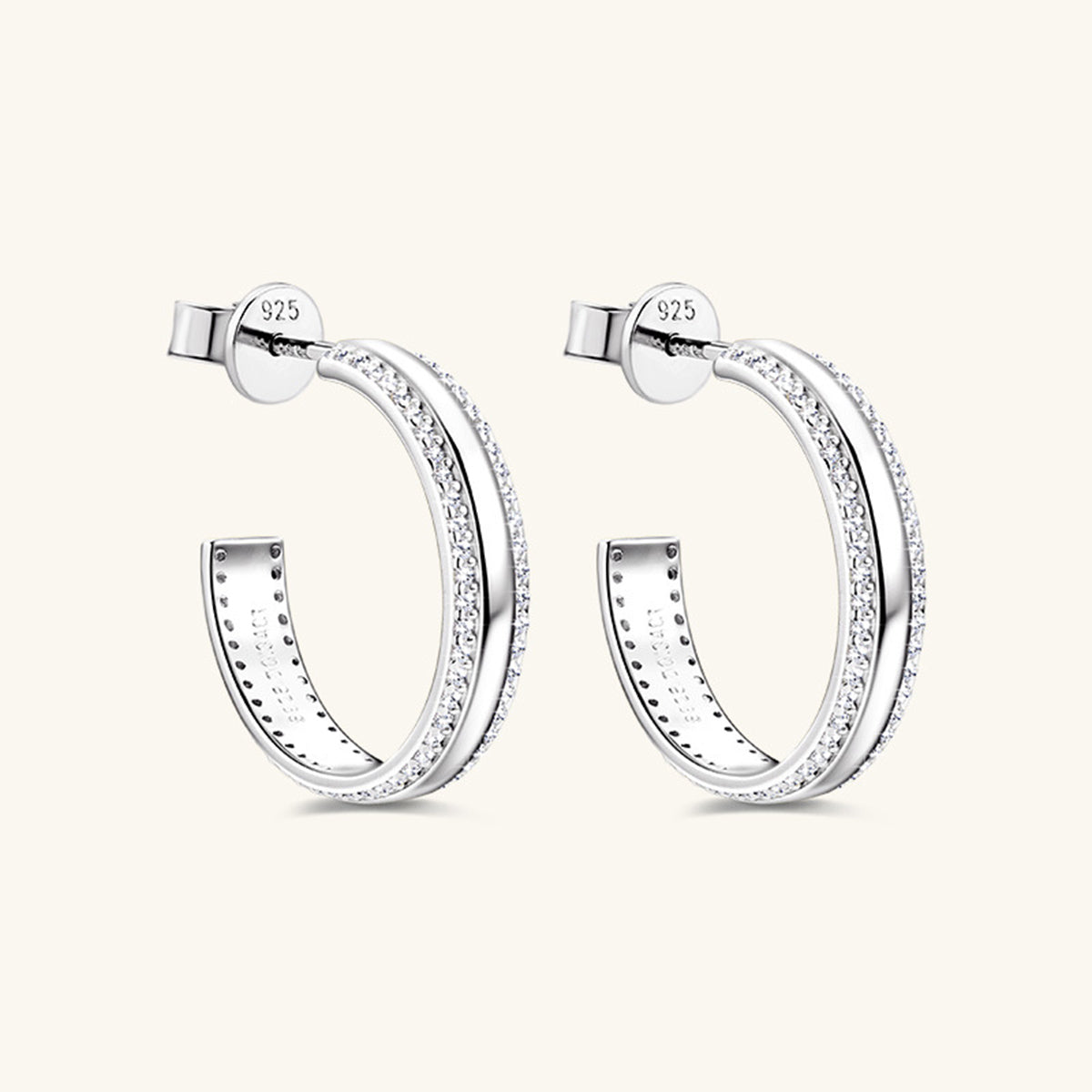 925 Sterling Silver Inlaid Moissanite C-Hoop Earrings apparel & accessories