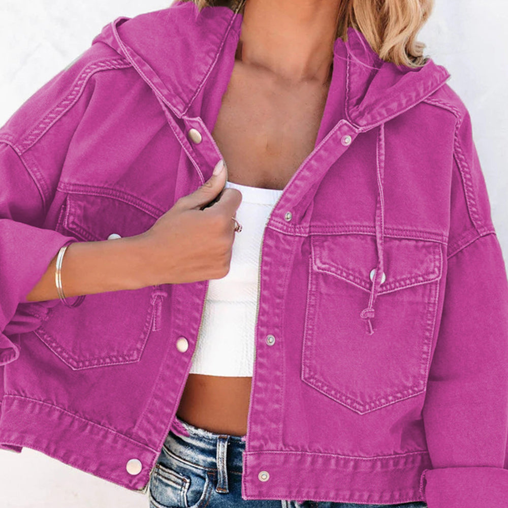 Hooded Dropped Shoulder Denim Jacket apparel & accessories