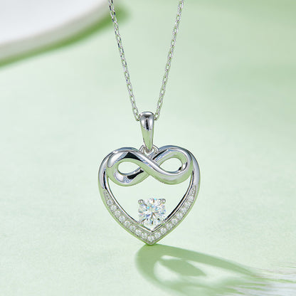 Moissanite 925 Sterling Silver Heart Necklace apparel & accessories