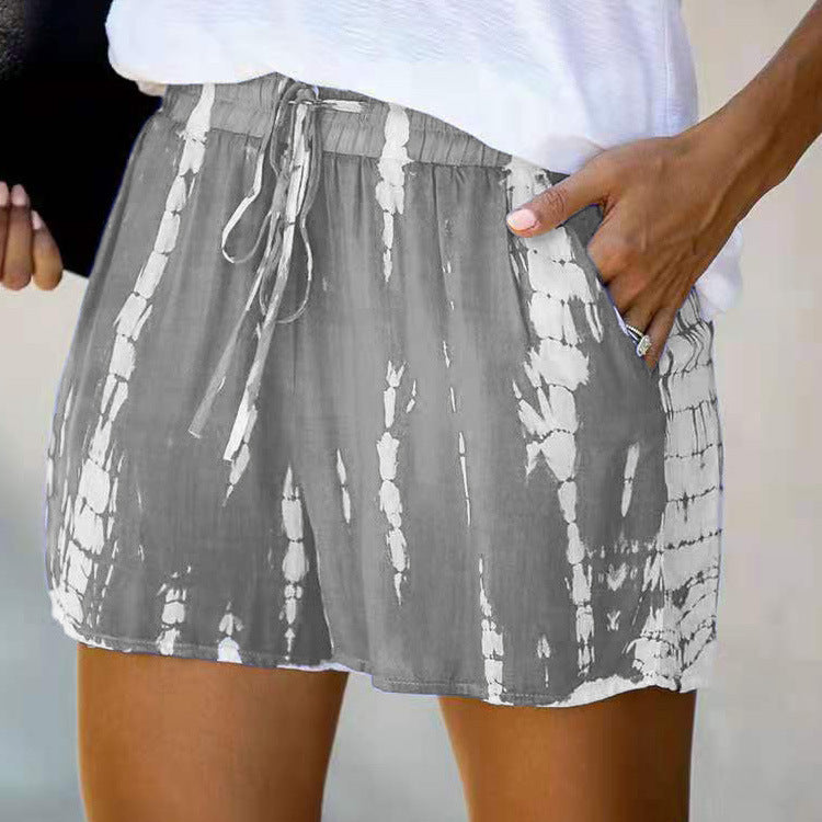 Summer European And American Tie-dye Striped Wide-leg Shorts shorts