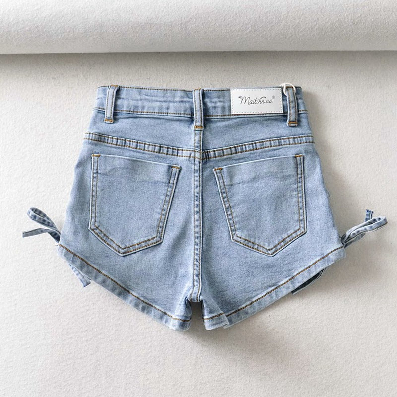 Fashionable And Personalized Bow Denim Shorts For Women shorts
