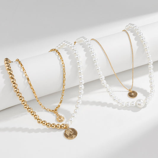 Gold-Plated Glass Pearl Necklace apparel & accessories