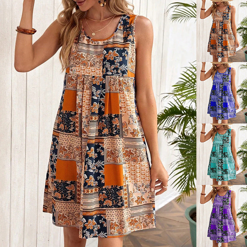 Spring And Summer Women's Clothing Women's Trendy Short Vest Printed Dress apparels & accessories