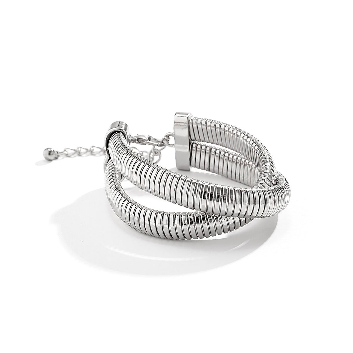 Women's Metal Double Ring Spiral Bracelet Jewelry
