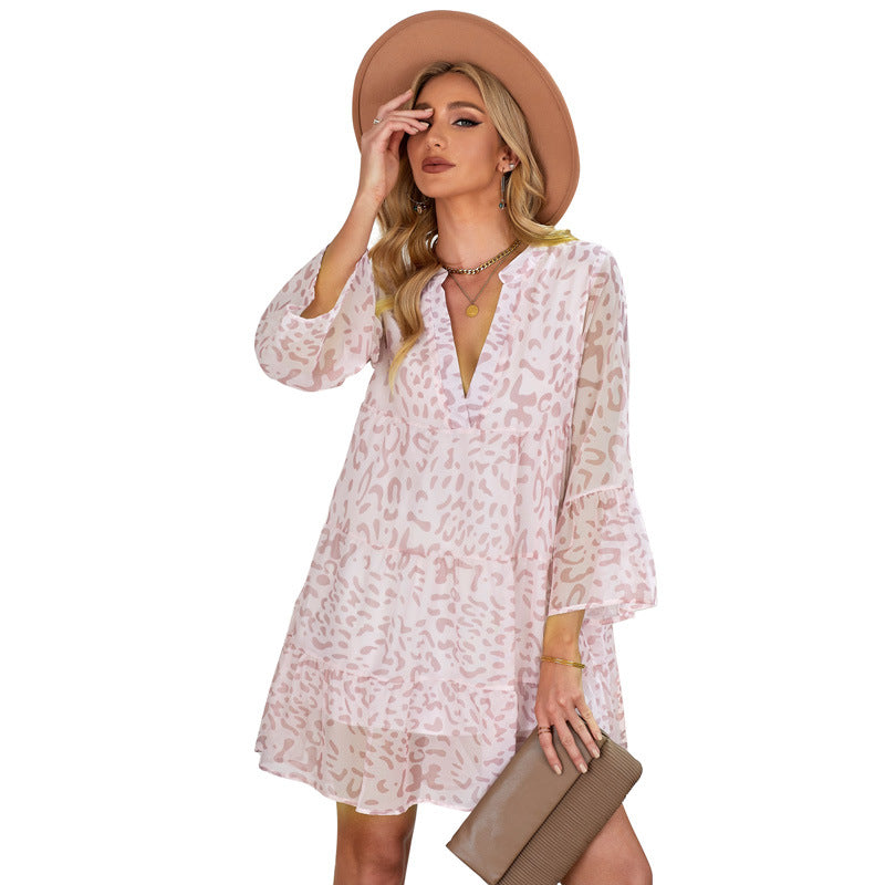 Chiffon Dress Women Europe And America Spring And Summer New Print apparel & accessories