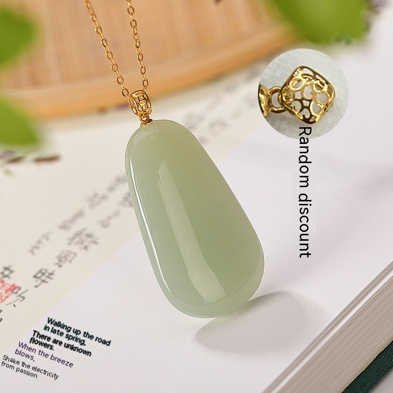 18K Gold plated Natural Jade Gray Pendant Jewelry