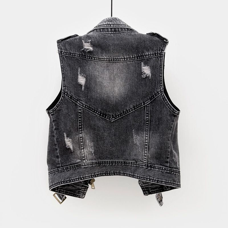 Slim And Versatile Women's Short Denim Vest apparels & accessories