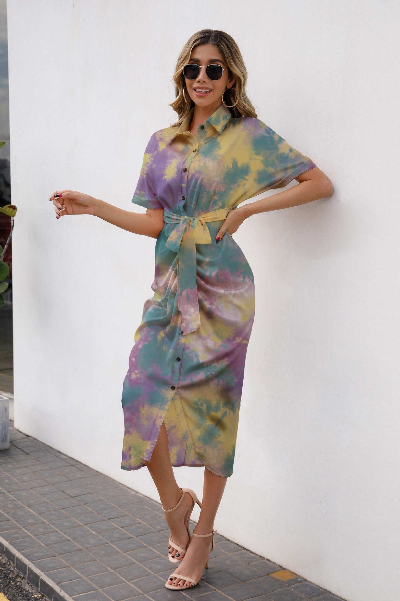 Spring Summer Fashion Print  Shirt Dress apparel & accessories