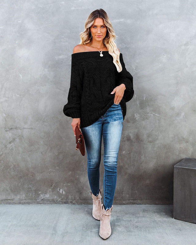 Strapless Plus Size Loose Knit Sweater apparels & accessories