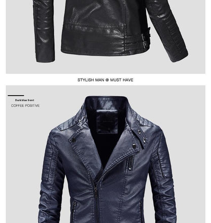 Trendy Leather Jacket Men's Fleece-lined PU Jacket apparels & accessories