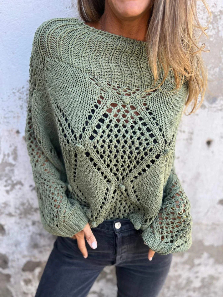 Loose Sweater Round Neck Knitted Top apparels & accessories