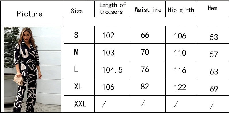 Long Sleeve Printed Shirt High Waist Trousers Fashion Suit apparel & accessories