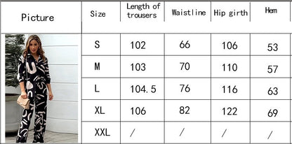 Long Sleeve Printed Shirt High Waist Trousers Suit apparel & accessories