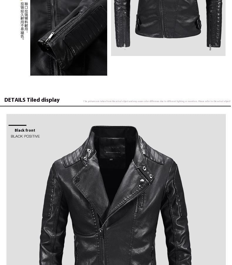 Trendy Leather Jacket Men's Fleece-lined PU Jacket apparels & accessories