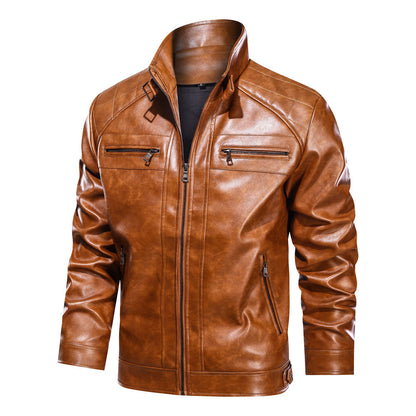 Simple Fashion European Size Autumn Leather Jacket apparels & accessories
