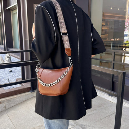 PU Leather Chain Trim Crossbody Bag apparel & accessories