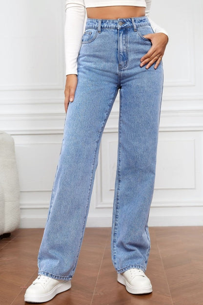 High Waist Straight Jeans apparel & accessories