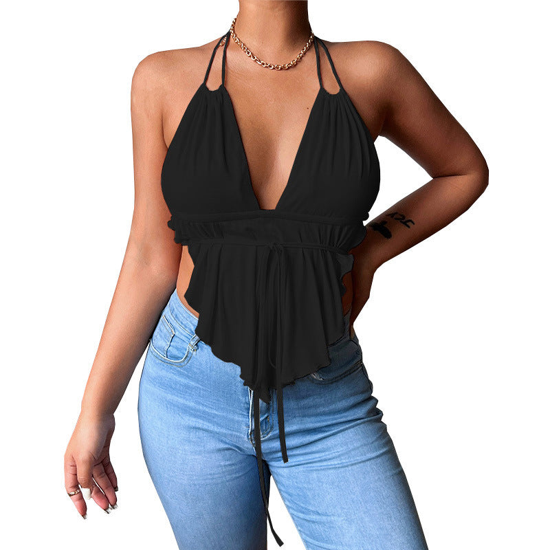 Low-cut V-neck Hanging Suspender Top Temperament Strapless Backless Vest apparels & accessories