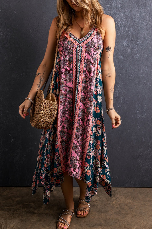 Printed V-Neck Midi Cami Dress Dresses & Tops