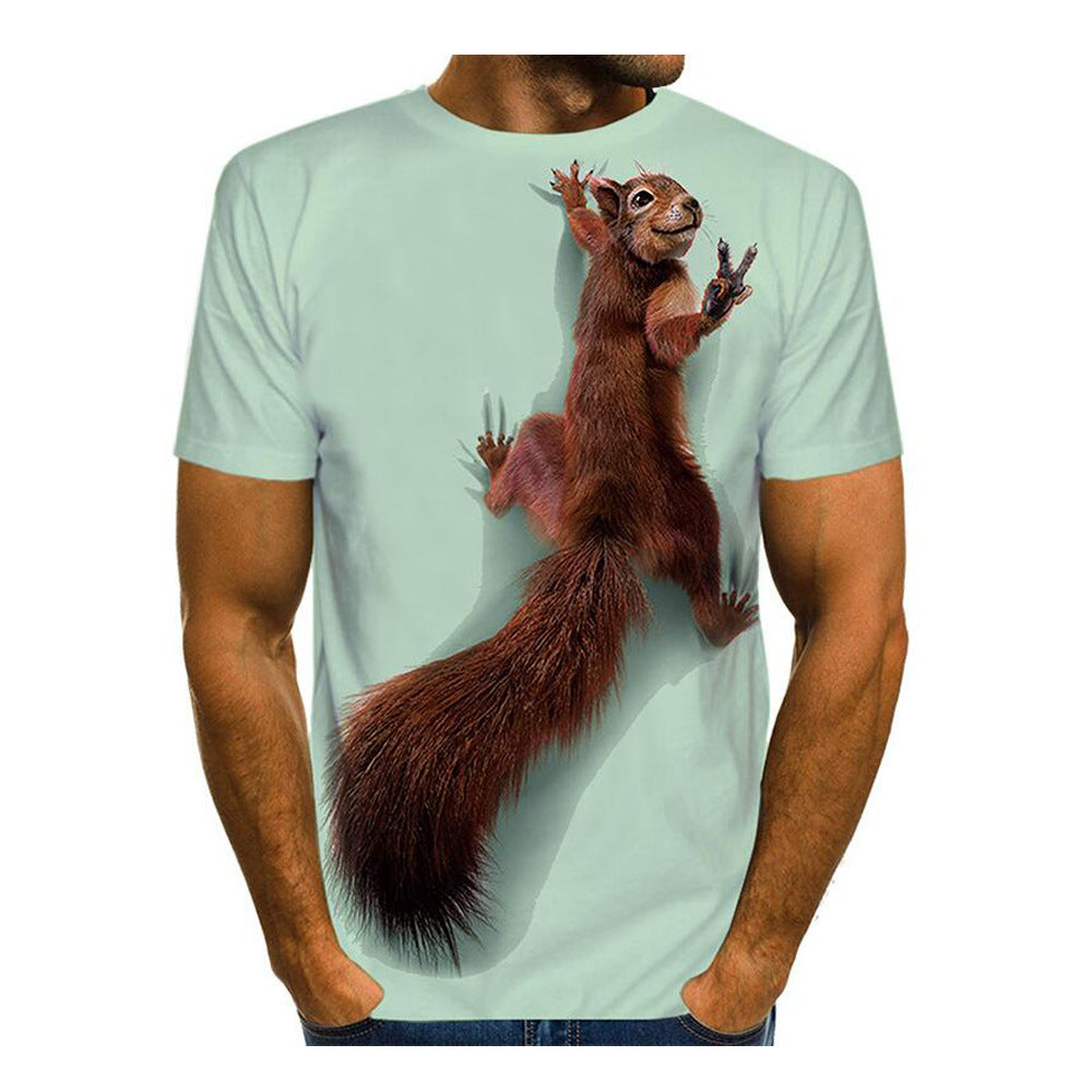 T-shirt 3D Printing Animal Print T-shirt Cute Top men's clothing