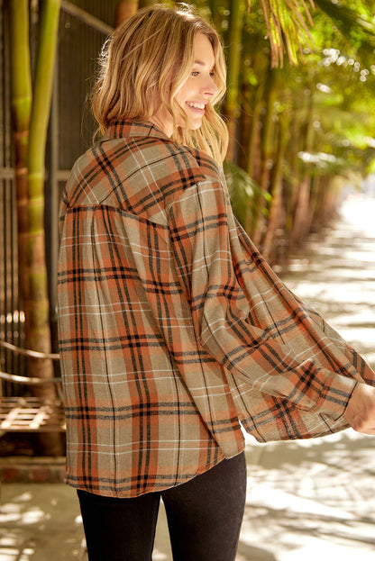 Plaid Button Front Shirt with Breast Pocket Dresses & Tops