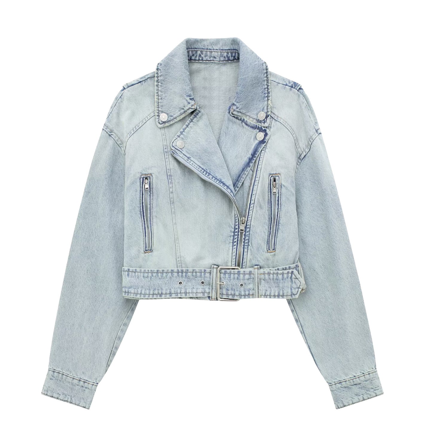 Women's French Motorcycle Denim Jacket Short Coat apparel & accessories