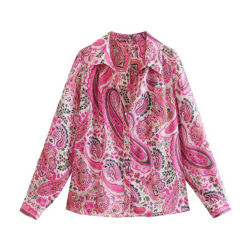 Spring New Women's Retro Casual Printed Shirt Top apparel & accessories