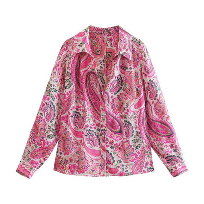 Spring New Women's Retro Casual Printed Shirt Top apparel & accessories