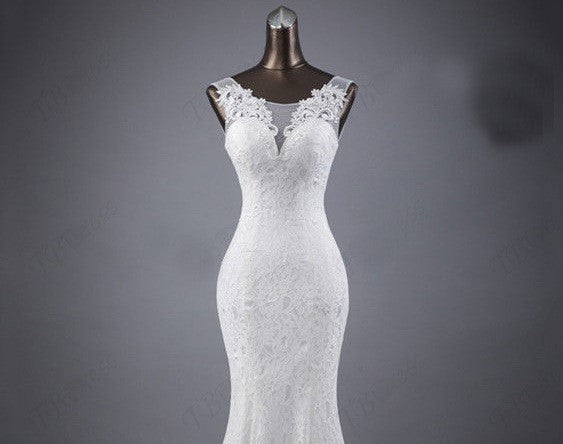 Lace slim and thin double shoulder tail wedding dress apparel & accessories