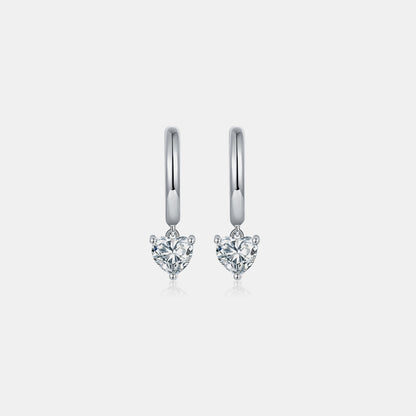 Moissanite Sterling Silver Heart Earrings Jewelry