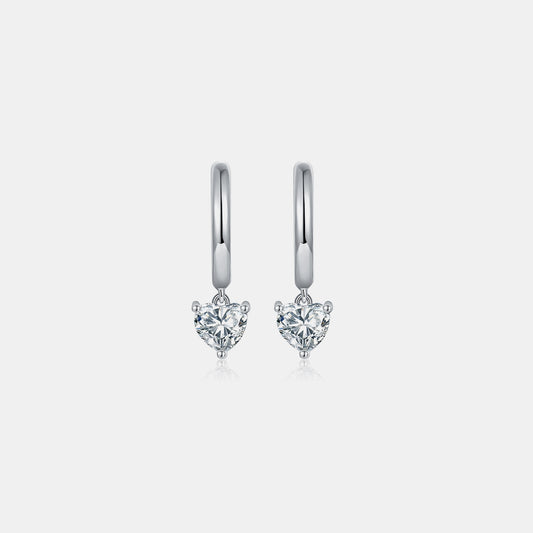 1 Carat Moissanite Sterling Silver Heart Earrings apparel & accessories