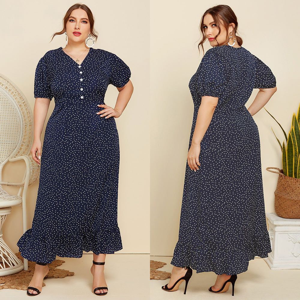 Plus Size Long Fashion Short Sleeve Dress Dresses & Tops