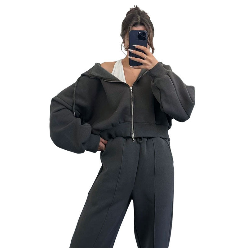 Hooded Cardigan Two-piece Sweatpants Suit apparels & accessories