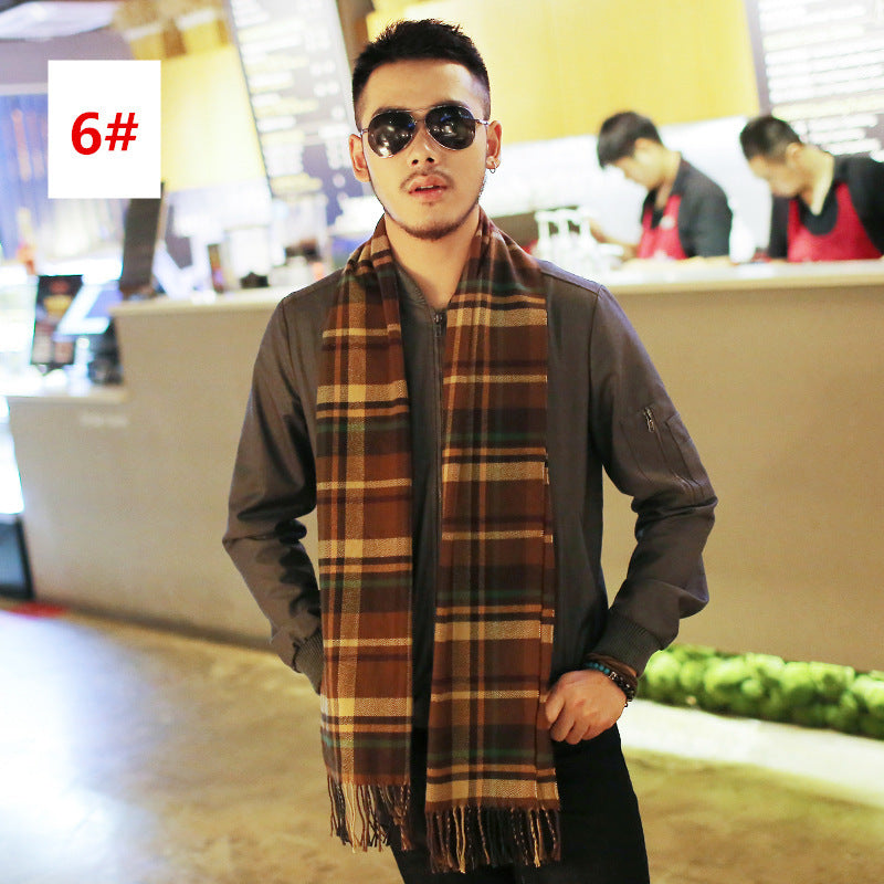 Men's Fashion Casual Warm Plaid Scarf Men's Scarves