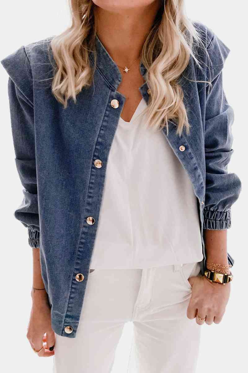 Shoulder Detail Denim Button Down Shirt apparel & accessories