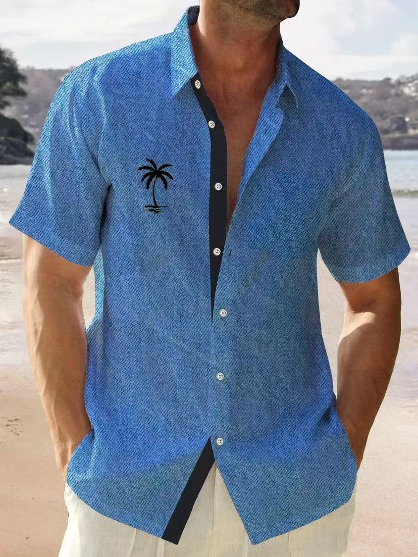 Men's Loose-fit Casual  Palm Tree Shirt men's clothing