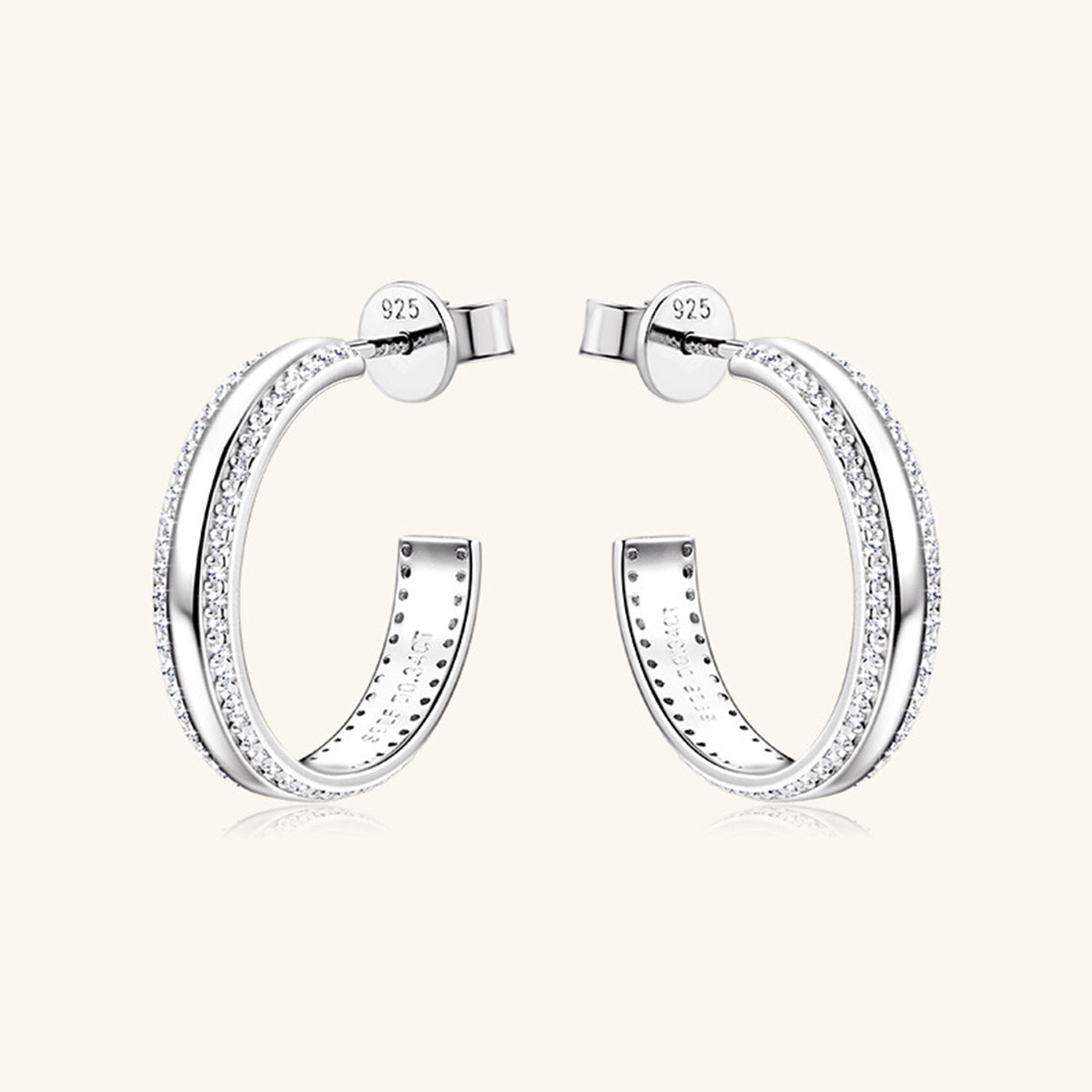 925 Sterling Silver Inlaid Moissanite C-Hoop Earrings apparel & accessories