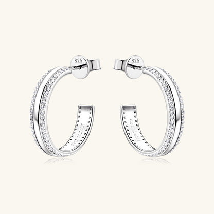 925 Sterling Silver Inlaid Moissanite C-Hoop Earrings apparel & accessories