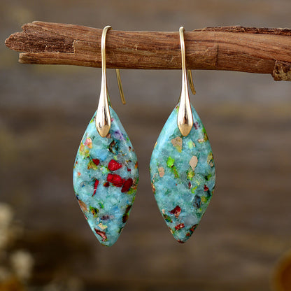 Bohemian Natural Stone Leaf Pendant Earrings apparel & accessories