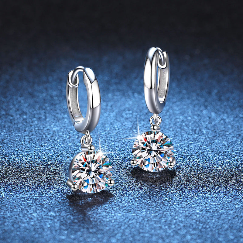 American S925 Sterling Silver Earrings Moissanite Jewelry