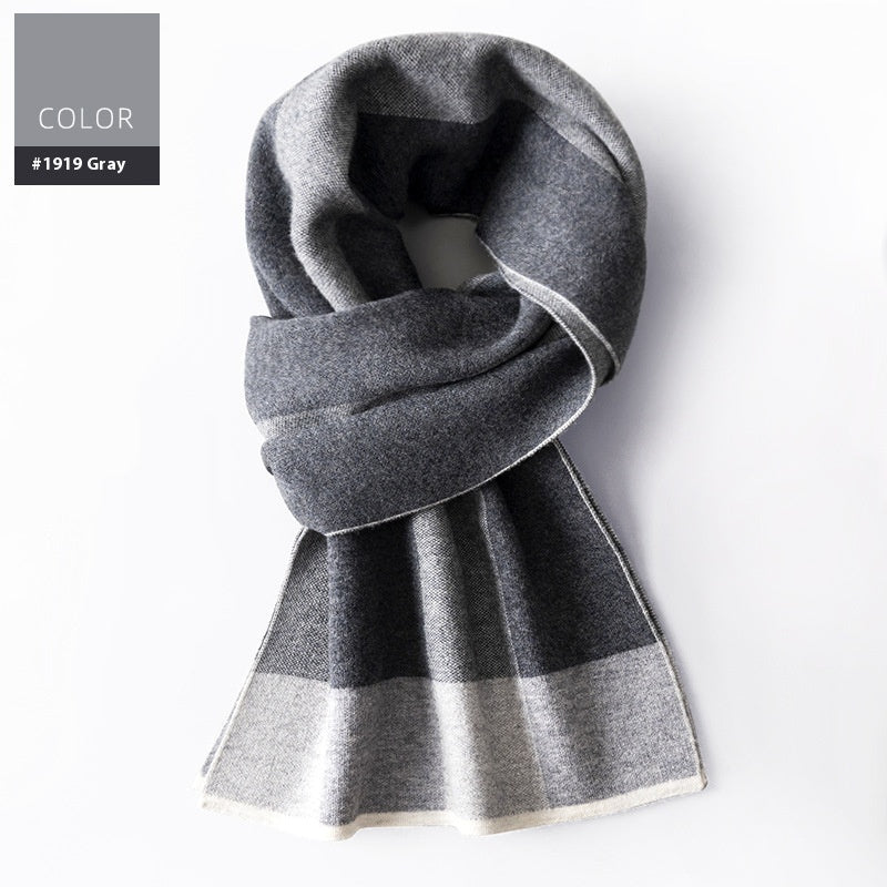 Wool Scarf Men's Winter Plaid Double-sided Scarf Men's Scarves