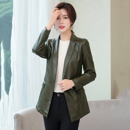 Women's Short Leather Jacket  Slim Small Suit apparels & accessories