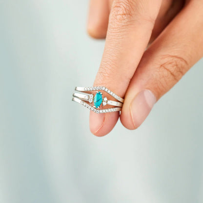 Artificial Turquoise V Shape Inlaid Zircon Ring apparel & accessories