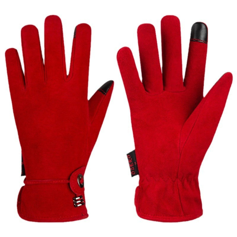 Genuine Leather Gloves Autumn-winter Warm And Thickening Non-slip Touch Screen Fashion apparels & accessories