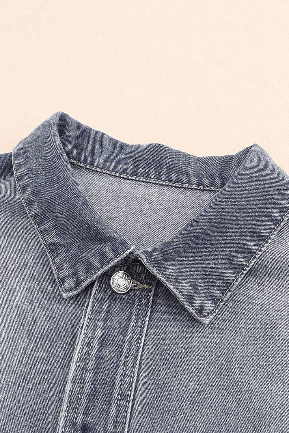 Button Up Dropped Shoulder Denim Jacket with Pockets Dresses & Tops