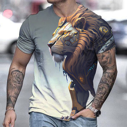 Men's Casual Lion Printing Short-sleeved T-shirt T-Shirts & hoodies