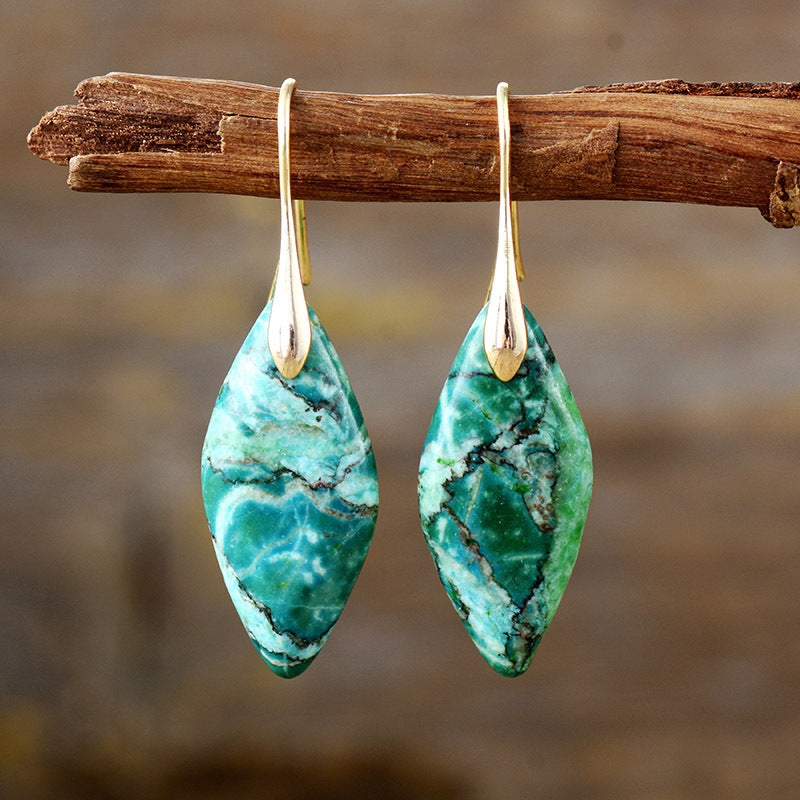 Bohemian Natural Stone Leaf Pendant Earrings apparel & accessories