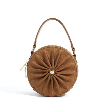 Advanced Sense Classic Style Round Pie Bag Genuine Leather Bag Metal Chain apparel & accessories