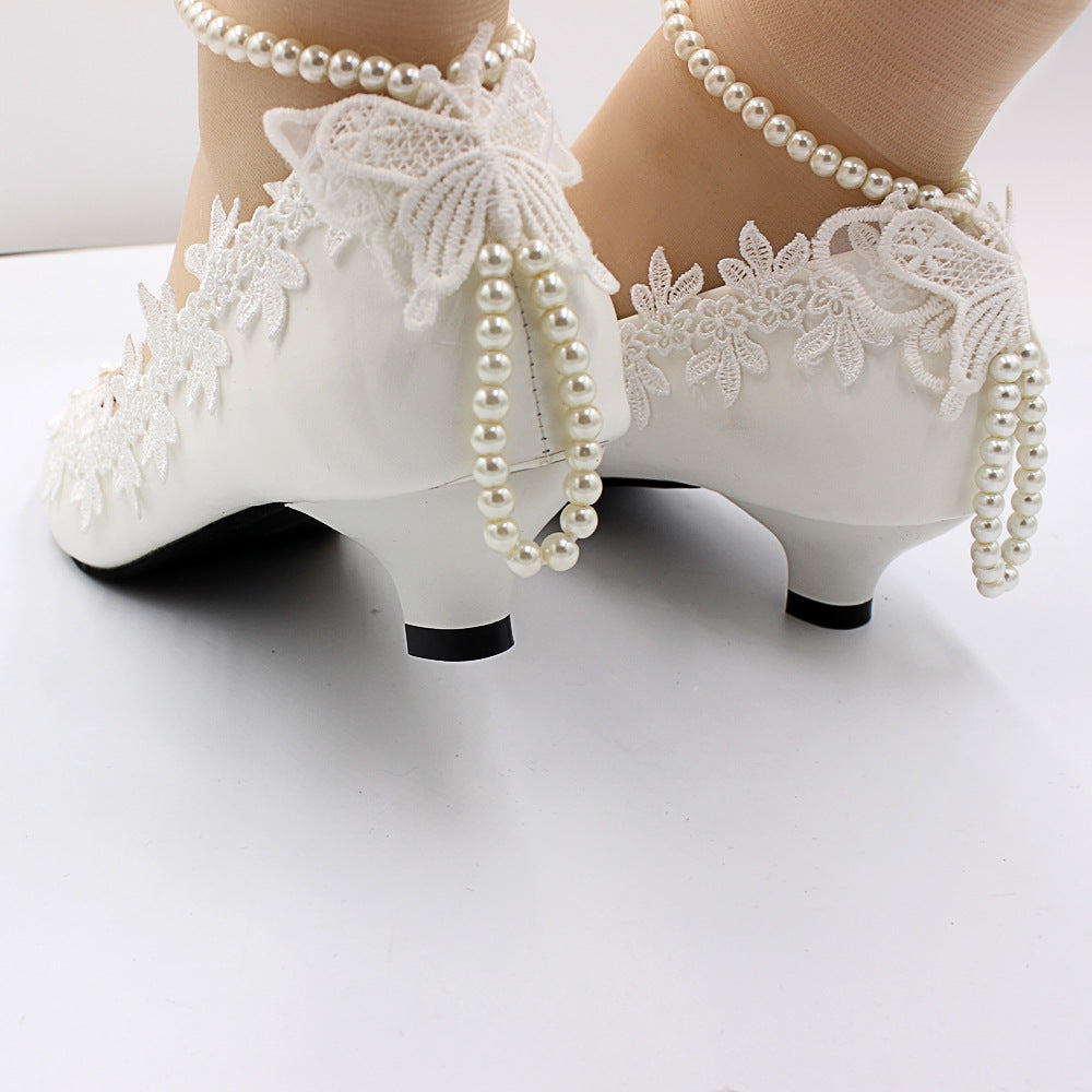 Women's Low Heel Simple White Wedding Shoes Shoes & Bags